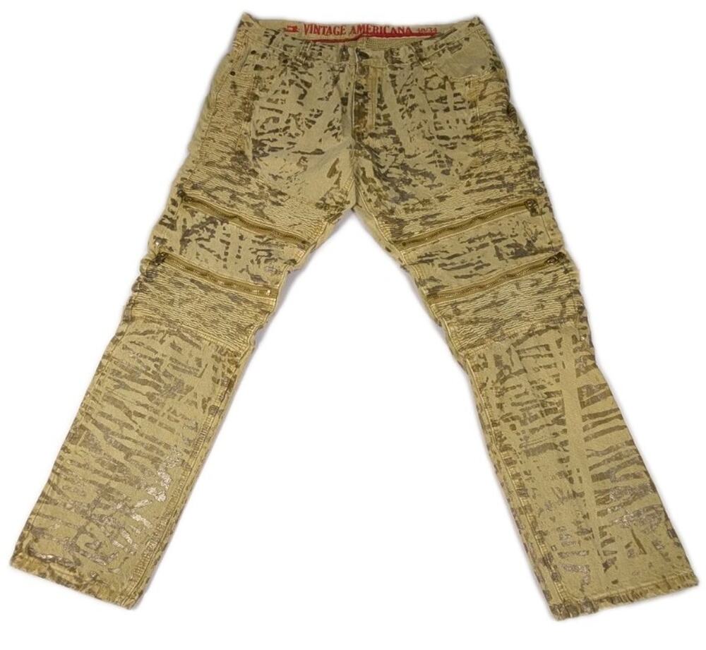 Vintage Americana Denim Outpost Jeans Gold Flecked StreetWear Camo 40x34